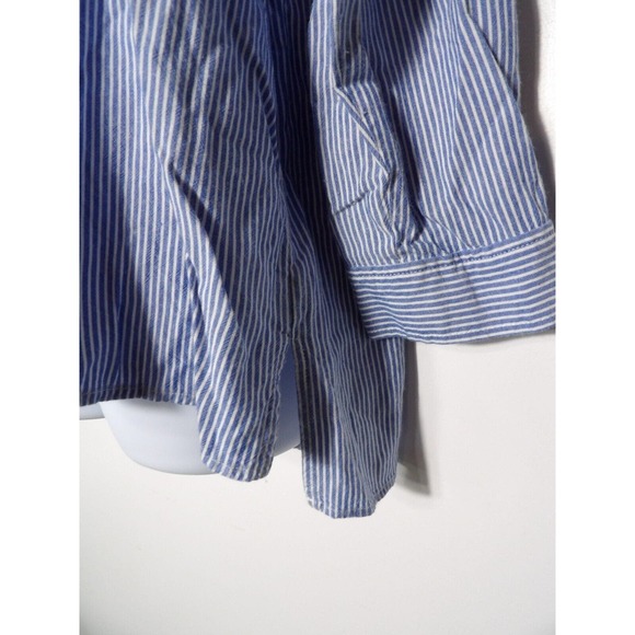 Daisy Fuentes 1X Top Shirt Tunic Hi Low Blue White Stripes Plus Cottage Core - Picture 11 of 12